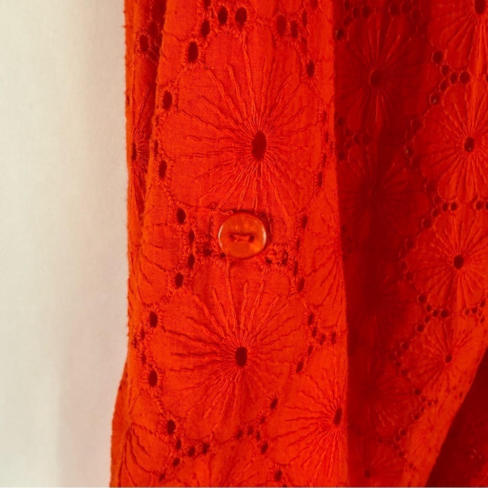 Artelier Nicole Miller | Tops 100% Cotton ArtelierEmbroidered Sz:L Orange - Picture 7 of 14